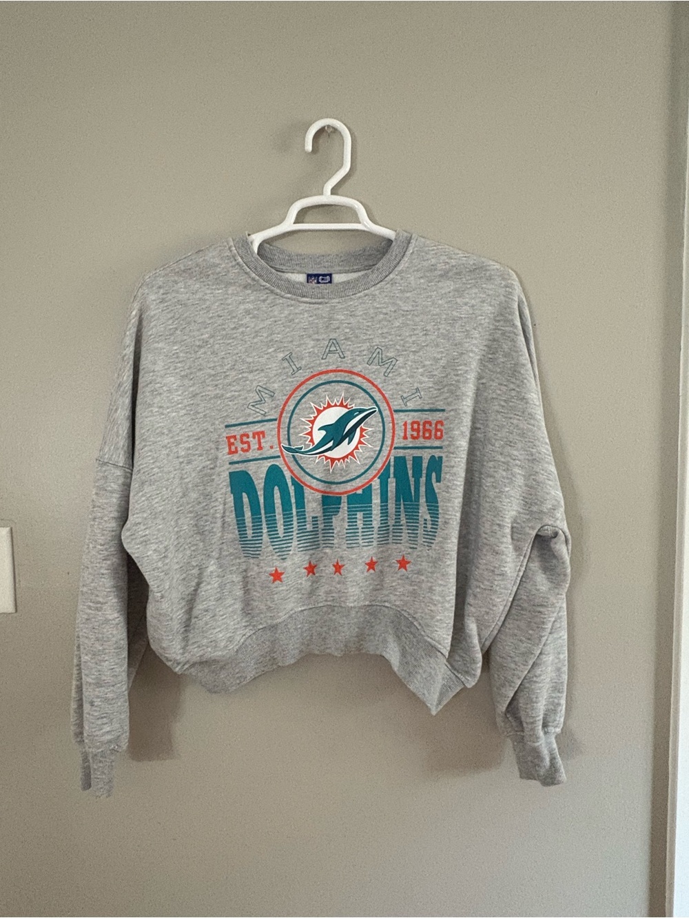 NFL Gray Miami Dolphins Cropped Crewneck Sweatshirt